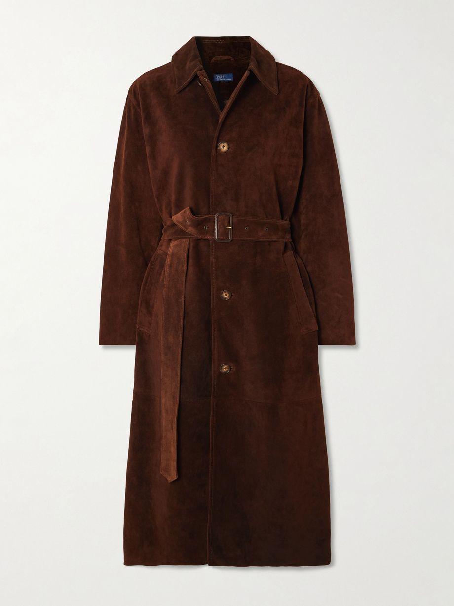 Belted paneled suede coat by POLO RALPH LAUREN