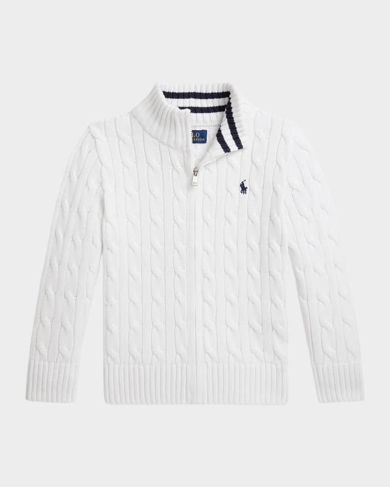 Boy's Cable-Knit Cotton Full-Zip Sweater, Size 2-7 by POLO RALPH LAUREN