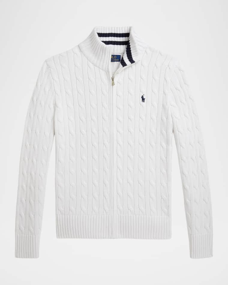 Boy's Cable-Knit Cotton Full-Zip Sweater, Size S-XL by POLO RALPH LAUREN