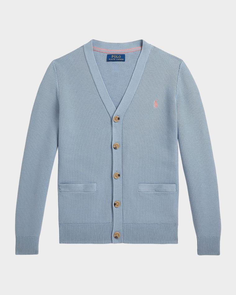 Boy's Cotton Mesh V-Neck Cardigan, Size S-XL by POLO RALPH LAUREN