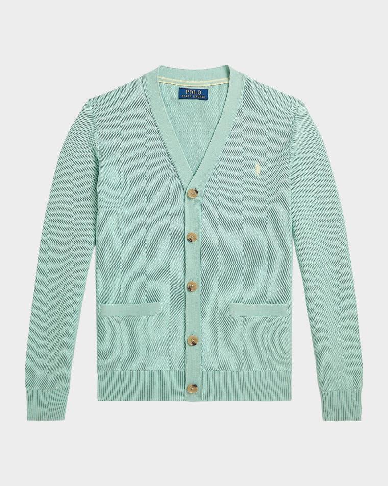 Boy's Cotton Mesh V-Neck Cardigan, Size S-XL by POLO RALPH LAUREN