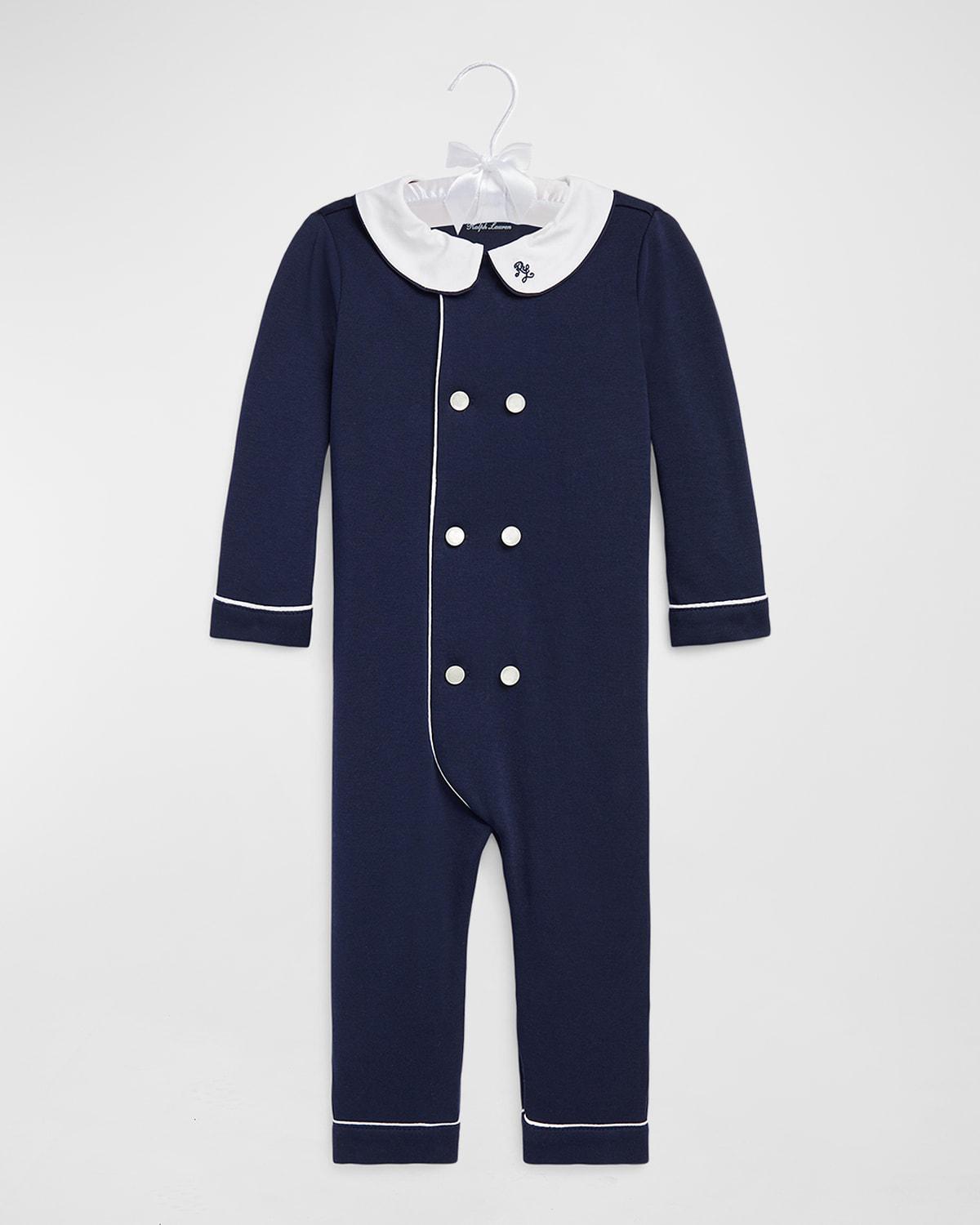 Boy's Double Breasted Embroidered Coverall, Size 3M-24M by POLO RALPH LAUREN