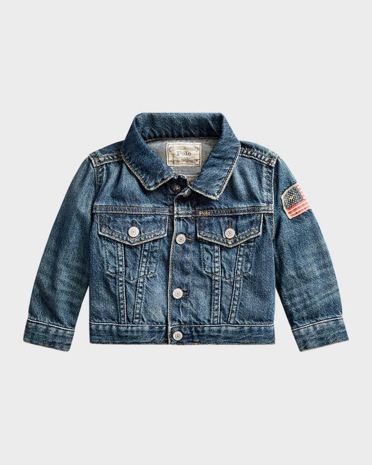 Boy's Faded Cotton Denim Jacket, Size 3M-24M by POLO RALPH LAUREN