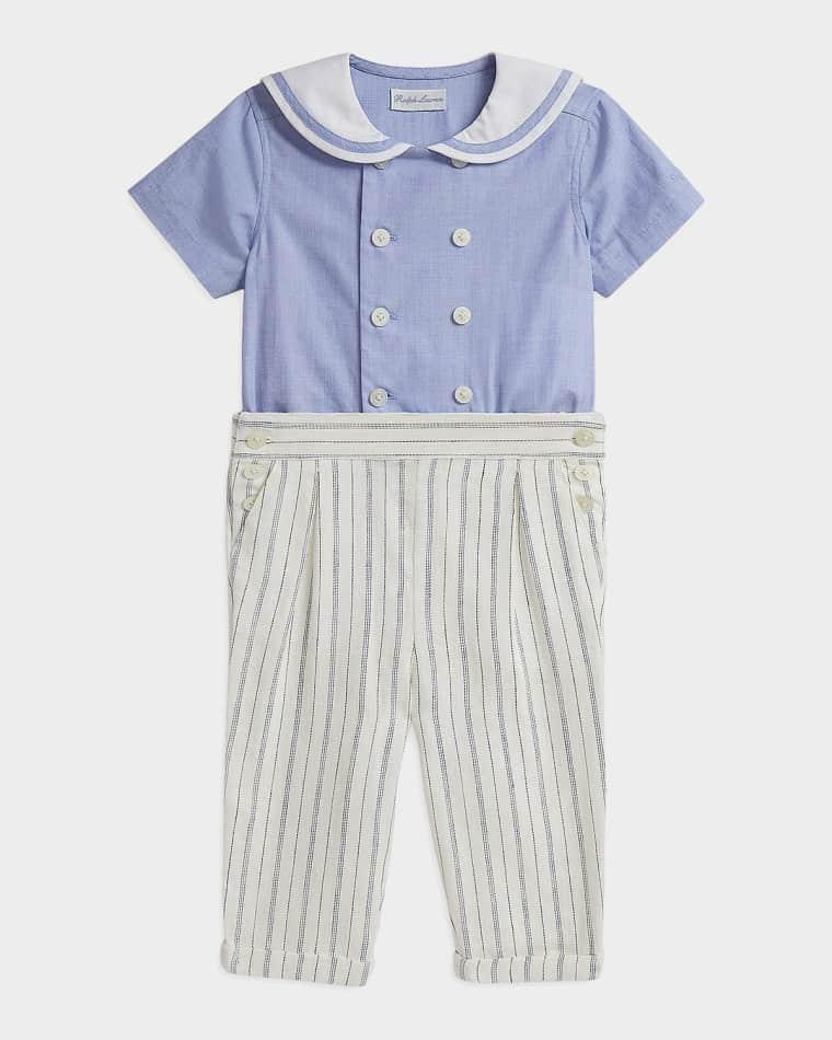 Boy's Sailor Shirt & Striped Trousers Set, Size 3M-24M by POLO RALPH LAUREN