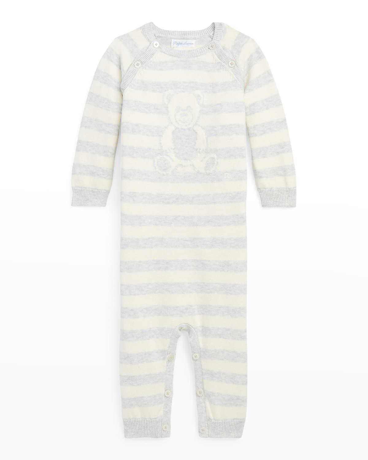 Boy's Striped Bear Coverall, Size 3M-12M by POLO RALPH LAUREN