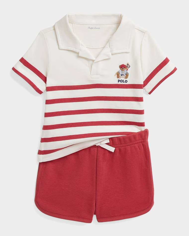 Boy's Striped Cotton Jersey Polo Shirt & Shorts Set, Size 3M-24M by POLO RALPH LAUREN