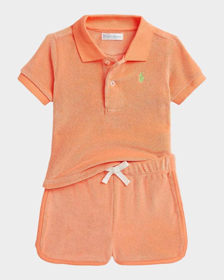 Boy's Terry Polo Shirt & Shorts Set, Size 3M-24M by POLO RALPH LAUREN