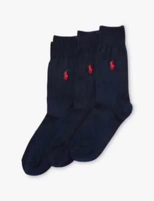 Brand-Embroidered Pack of Three Cotton-Blend Socks by POLO RALPH LAUREN