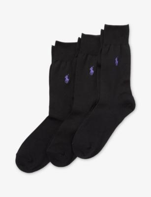 Brand-Embroidered Set of Three Cotton-Blend Socks by POLO RALPH LAUREN
