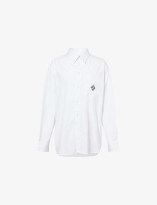 Brand-Embroidery Curved-Hem Cotton-Poplin Shirt by POLO RALPH LAUREN Brand-Embroidery Curved-Hem Cotton-Poplin Shirt by POLO RALPH LAUREN
