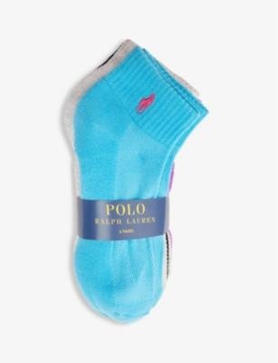 Brand-embroidered ankle-rise pack of six stretch-woven socks by POLO RALPH LAUREN