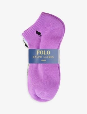 Brand-embroidered ankle-rise pack of six stretch-woven socks by POLO RALPH LAUREN