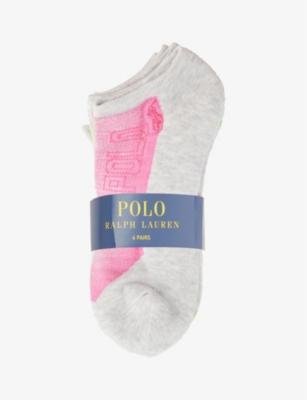 Brand-embroidered ankle-rise pack of three stretch-woven blend socks by POLO RALPH LAUREN