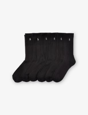 Branded Pack of Six Cotton-Blend Socks by POLO RALPH LAUREN