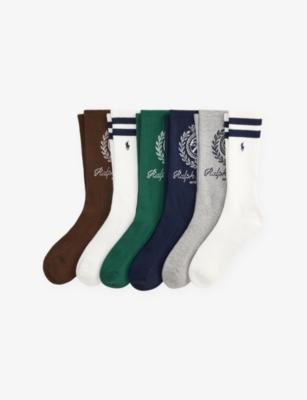 Branded Pack of Six Stretch-Woven Socks by POLO RALPH LAUREN