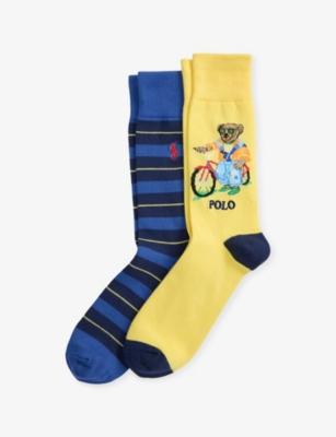 Branded Set of Two Cotton-Blend Socks by POLO RALPH LAUREN