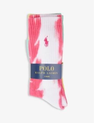 Branded ankle-rise pack of three stretch-woven socks by POLO RALPH LAUREN