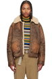 Brown Shearling Bomber Jacket by POLO RALPH LAUREN