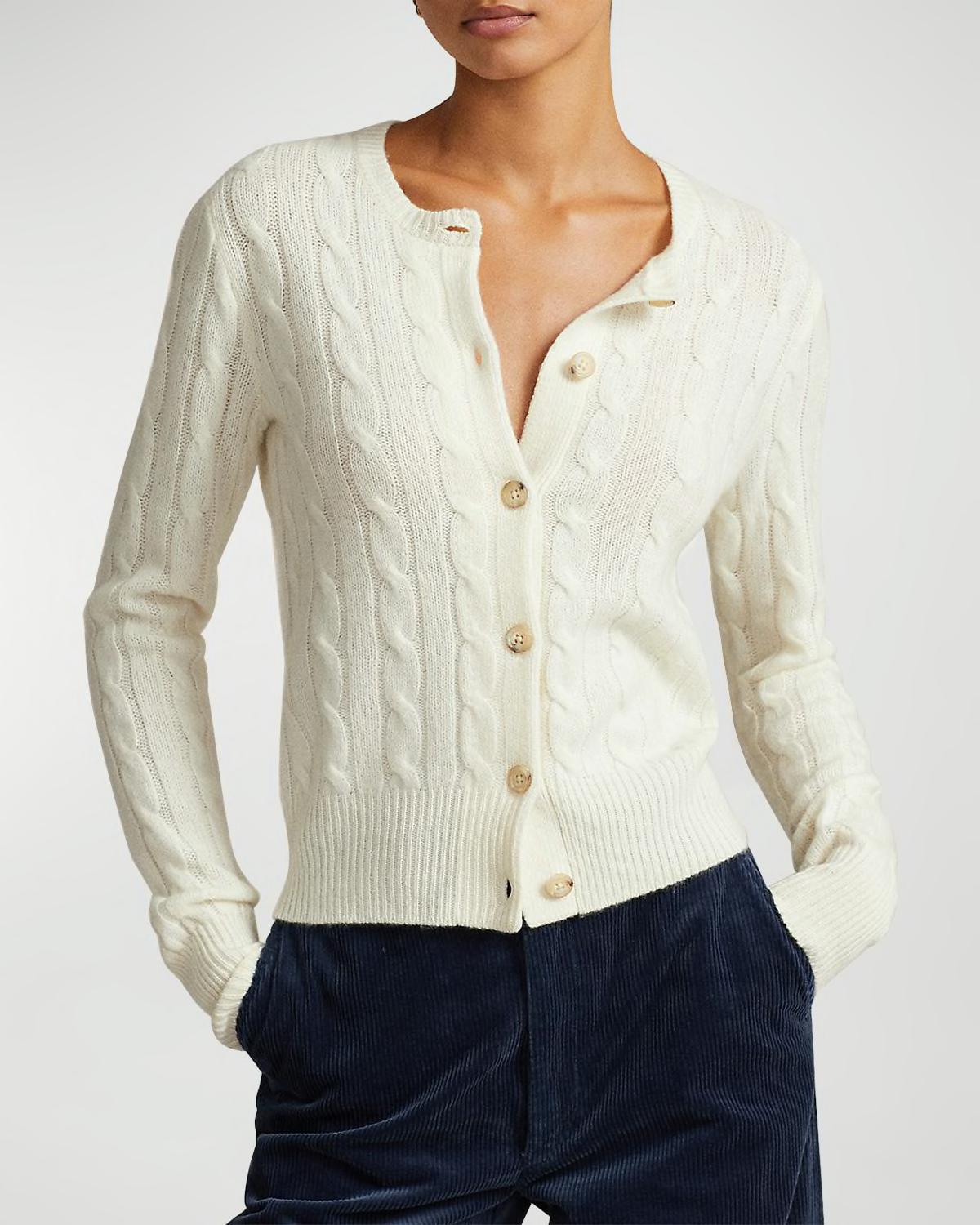 Cable-Knit Cashmere Crewneck Cardigan by POLO RALPH LAUREN