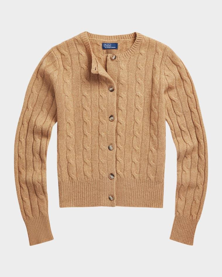Cable-Knit Cashmere Crewneck Cardigan by POLO RALPH LAUREN
