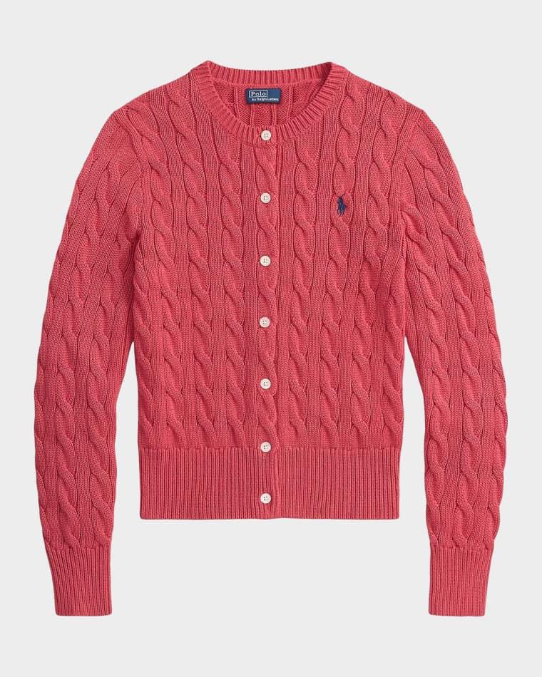 Cable-Knit Cotton Crewneck Cardigan by POLO RALPH LAUREN
