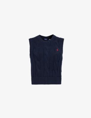 Cable-Knit Logo-Embroidery Cotton Knitted Vest by POLO RALPH LAUREN