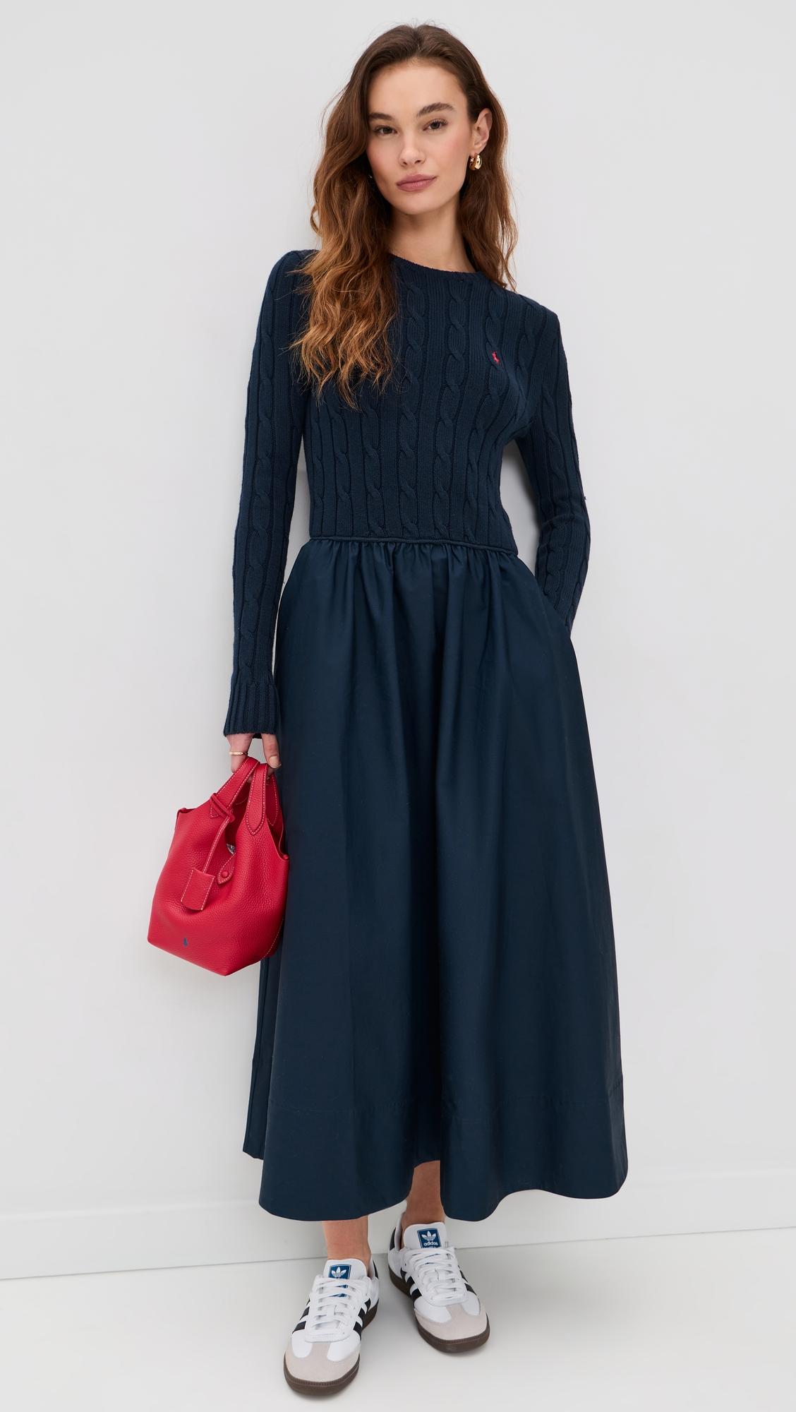 Cable Knit Poplin Dress by POLO RALPH LAUREN