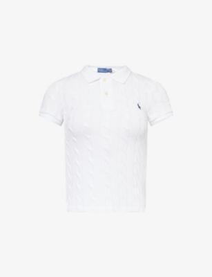 Cable-Knit Short-Sleeves Cotton-Knit Polo Shirt by POLO RALPH LAUREN