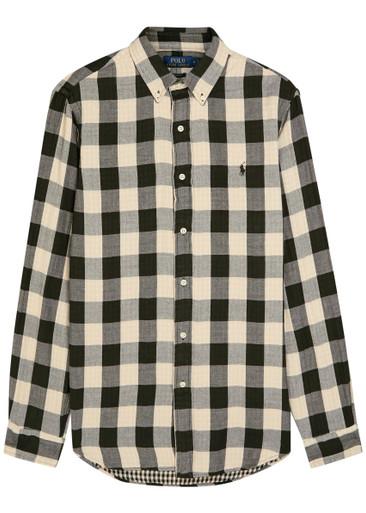 Checked logo-embroidered flannel shirt by POLO RALPH LAUREN