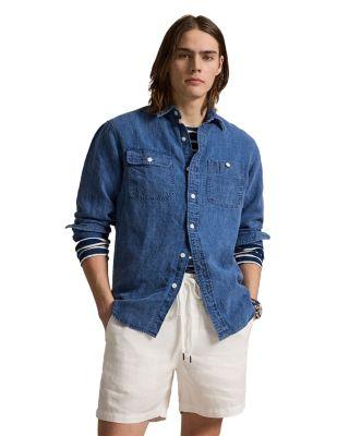 Classic Fit Indigo Linen Workshirt by POLO RALPH LAUREN