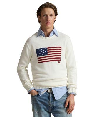 Cotton American Flag Regular Fit Crewneck Sweater by POLO RALPH LAUREN