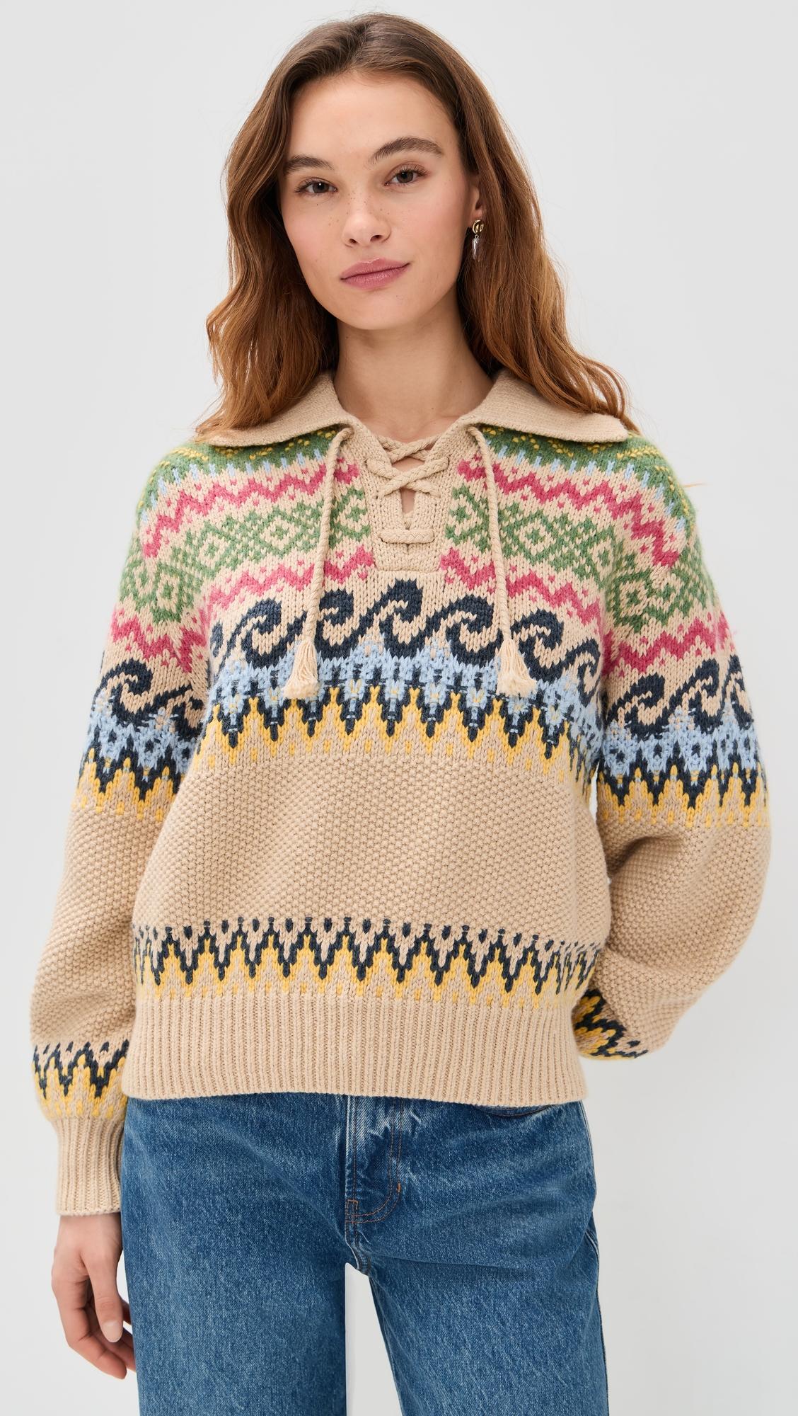 Cotton Wool Blend Long Sleeve Tie Pullover by POLO RALPH LAUREN