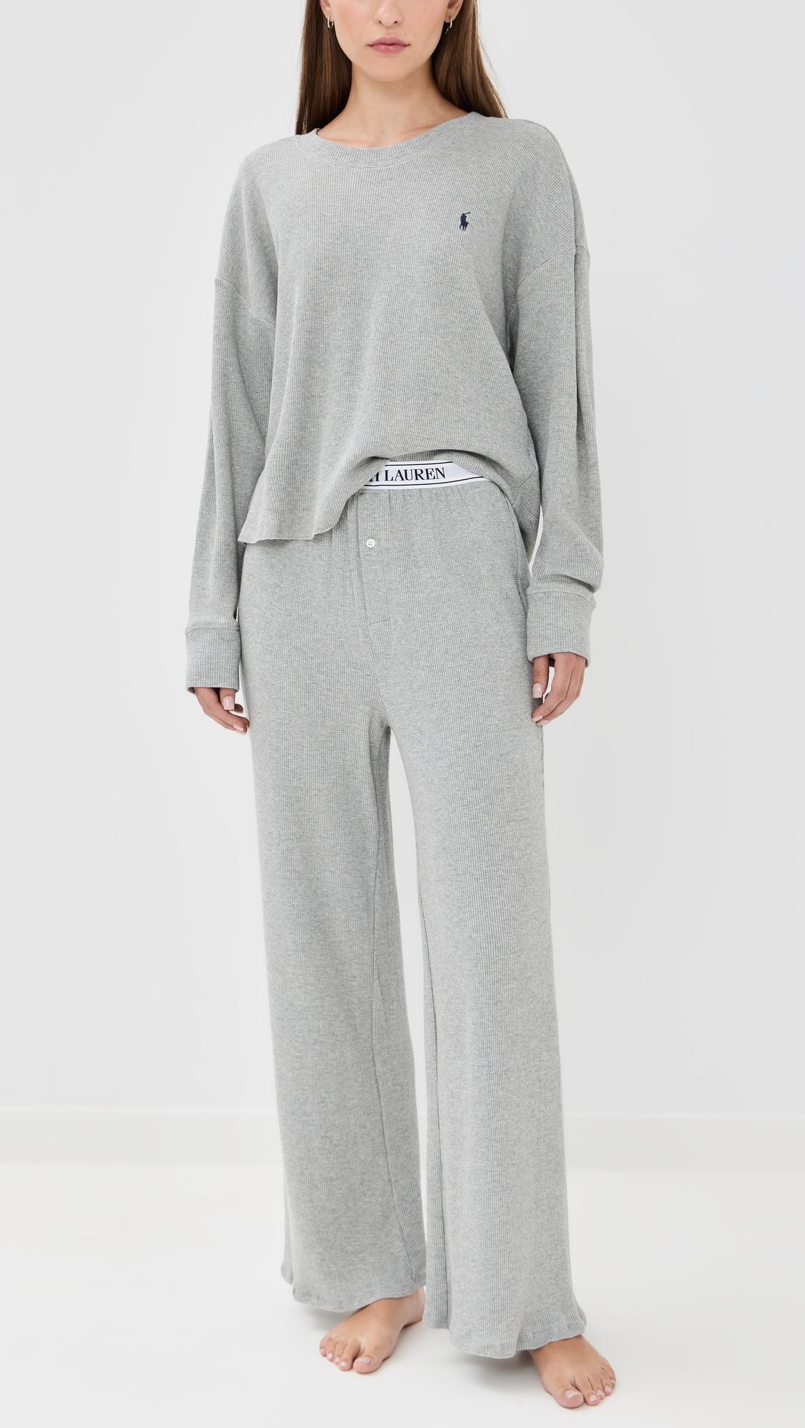 Crew Neck Wide Leg Pajama Set by POLO RALPH LAUREN