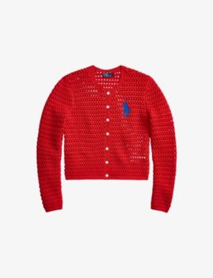 Crochet Logo-Embroidered Cotton Cardigan by POLO RALPH LAUREN