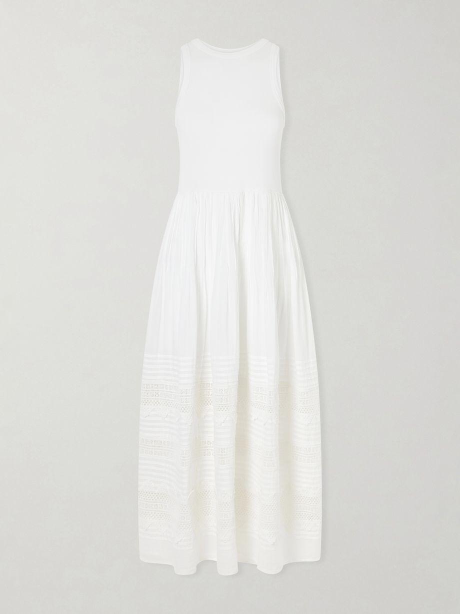 Crochet-trimmed ribbed cotton-blend maxi dress by POLO RALPH LAUREN