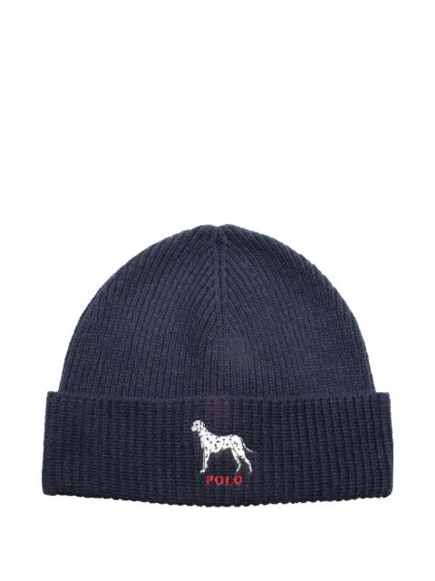 Dalmatian-motif ribbed-knit beanie hat by POLO RALPH LAUREN
