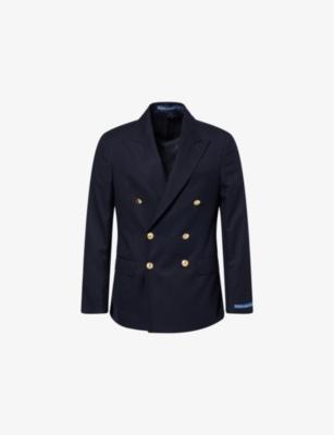 Doleskin Double-Breasted Peak-Lapel Wool Blazer by POLO RALPH LAUREN