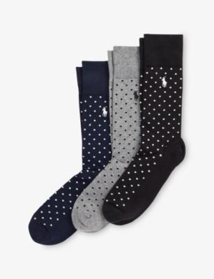 Dotted Pack of Three Cotton-Blend Socks by POLO RALPH LAUREN