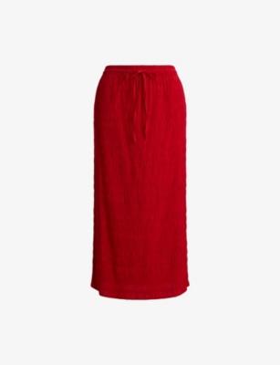 Elasticated-Waist Seersucker Woven Midi Skirt by POLO RALPH LAUREN