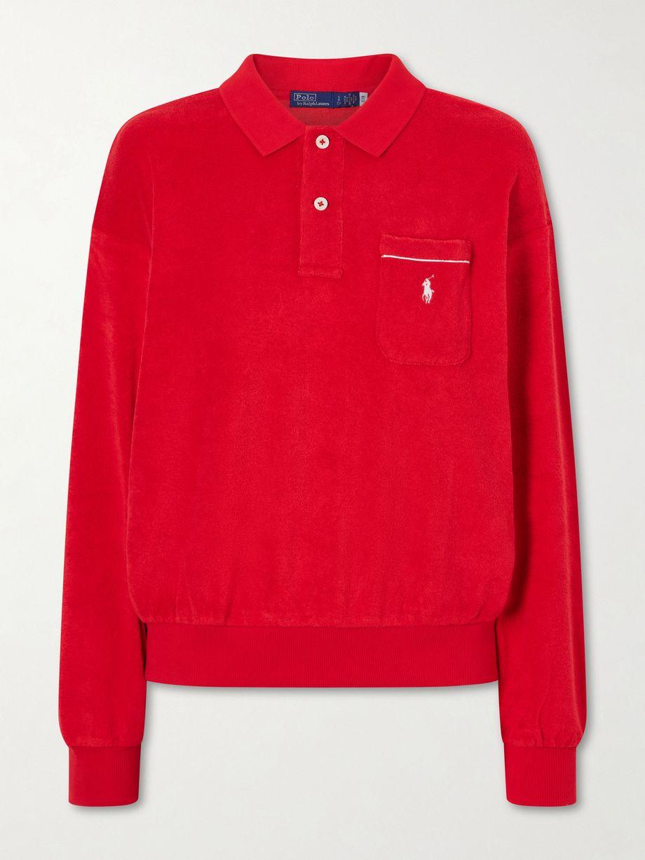 Embroidered cotton-blend terry polo sweater by POLO RALPH LAUREN