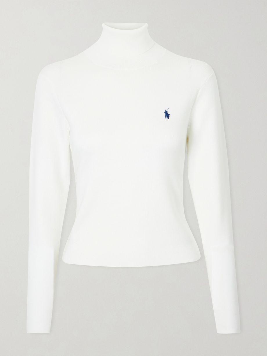 Embroidered cotton-blend turtleneck sweater by POLO RALPH LAUREN