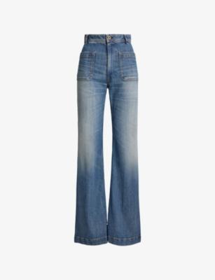 Faded-Wash Flared High-Rise Denim Jeans by POLO RALPH LAUREN