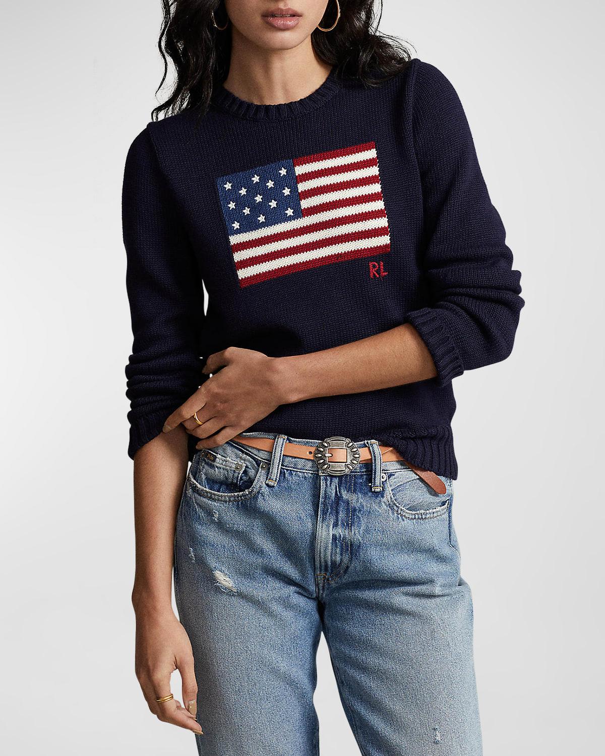 Flag Cotton Crewneck Sweater by POLO RALPH LAUREN