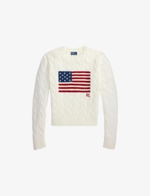 Flag-Intarsia Cable-Knit Cotton Jumper by POLO RALPH LAUREN