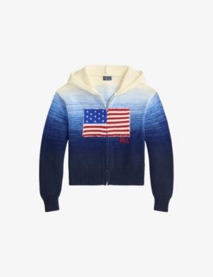 Flag-Intarsia Zipped Cotton-Knit Hoodie by POLO RALPH LAUREN