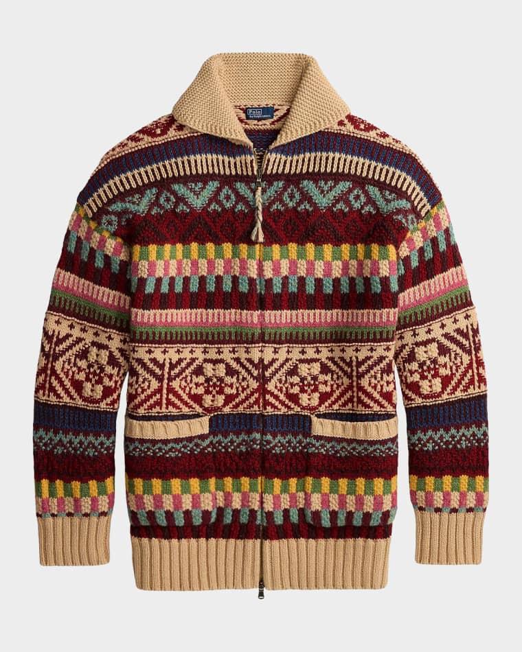 Geometric Shawl-Collar Zip Cardigan by POLO RALPH LAUREN
