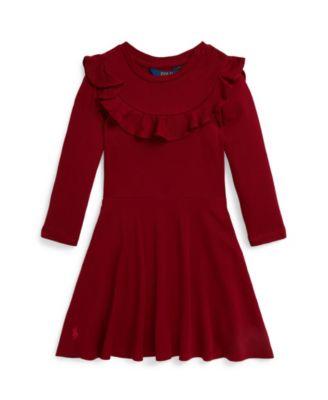 Girls 2T-6X Ruffled Long Sleeve Dress by POLO RALPH LAUREN