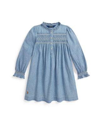 Girls' 2T-6X Smocked Round Neck Dress by POLO RALPH LAUREN