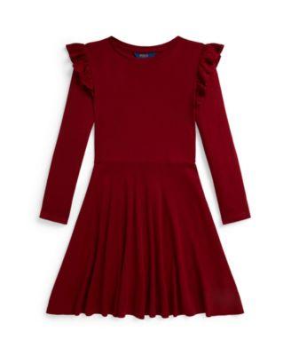 Girls 7-16 Long Sleeves Ruffled Ribbed Dress by POLO RALPH LAUREN Girls 7-16 Long Sleeves Ruffled Ribbed Dress by POLO RALPH LAUREN