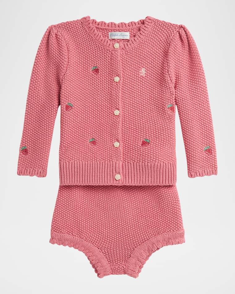 Girl's Embroidered Cotton Cardigan & Shorts Set, Size 3M-24M by POLO RALPH LAUREN